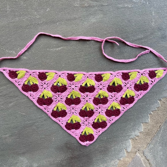 New! Urban Outfitters-Icon Crochet Hair Scarf In Pink - Picture 5 of 6